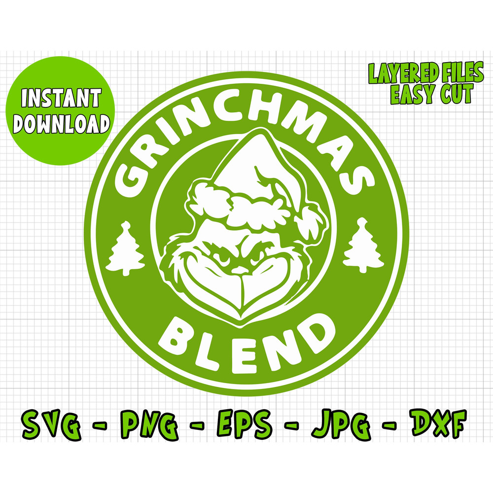 Grinchmas Blend Cricut Digital Vector Cut File, Silhouette Digital File, Grinch Clipart Vector Cut Files Svg, Png Dxf jpg Eps Clip Art Files.jpg