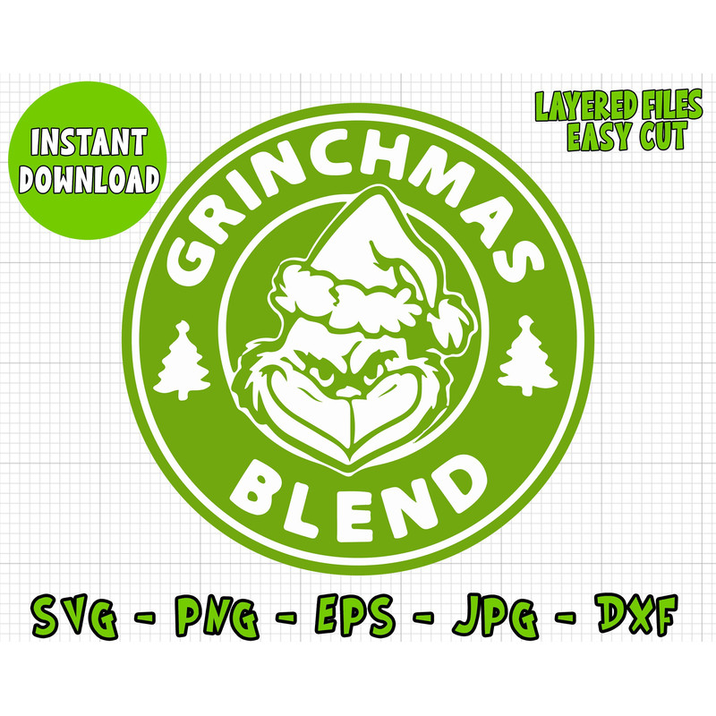 Grinchmas Blend Cricut Digital Vector Cut File, Silhouette Digital File, Grinch Clipart Vector Cut Files Svg, Png Dxf jpg Eps Clip Art Files.jpg