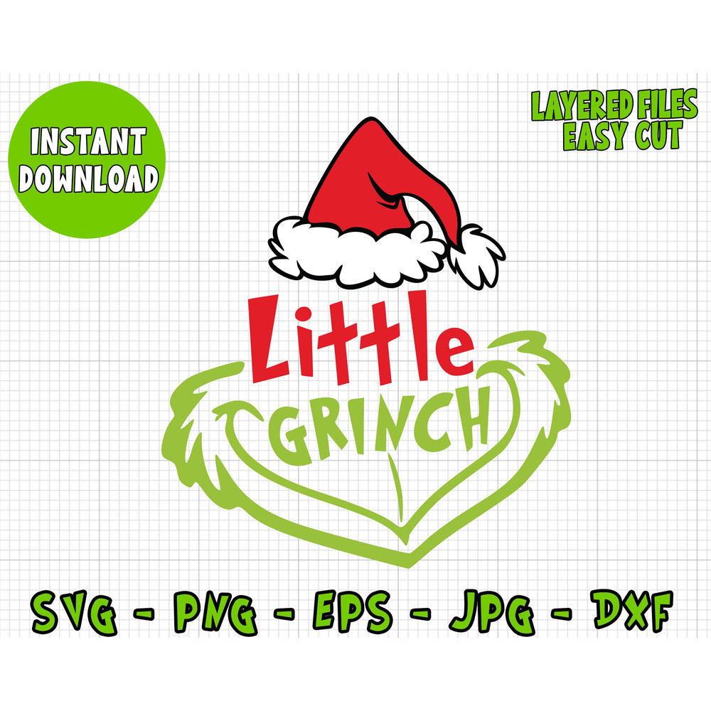 Little Grinch Svg, Cricut Digital Vector Cut File Silhouette File, Grinch Clipart Cut Files, Svg, Png Dxf jpg Eps Clip Art Files.jpg