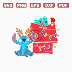 disney stitch and scrump christmas lights svg