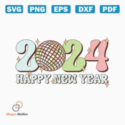 Happy New Year Png Bundle, Retro Happy New Year Eve 2024 Bundle Png, Disco Ball New Year's PNG, Peace Love Party Png, Trendy New year 2024