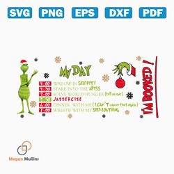 merry grinchmas 16oz libbey glass can wrap design digital png | the grinch coffee tumbler wrap png | grinch my day glass can wrap