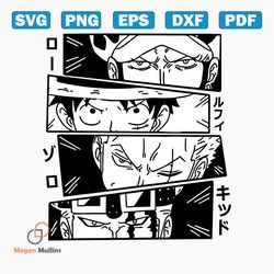 anime one piece luffy zoro law svg