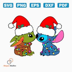 disney stitch and baby yoda christmas svg