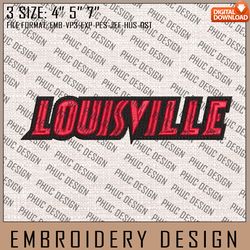 NCAA Louisville Cardinals Logo Embroidery Design, Machine Embroidery Files in 3 Sizes for Sport Lovers, NCAA Teams