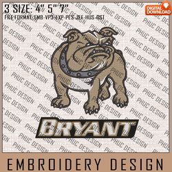 NCAA Bryant Bulldogs Logo Embroidery Design, Machine Embroidery Files in 3 Sizes for Sport Lovers, NCAA Bryant Bulldogs
