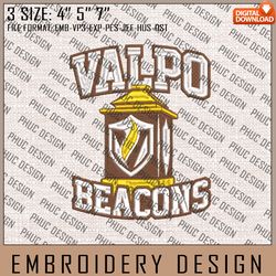 NCAA Valparaiso Beacons Logo Embroidery Design, Machine Embroidery Files in 3 Sizes for Sport Lovers, NCAA Teams