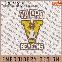 NCAA Valparaiso Beacons Embroidery File, 3 Sizes, 6 Formats, NCAA Machine Embroidery Design, NCAA Logo, NCAA Teams