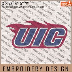 NCAA UIC Flames Embroidery File, 3 Sizes, 6 Formats, NCAA Machine Embroidery Design, NCAA Logo, NCAA Teams