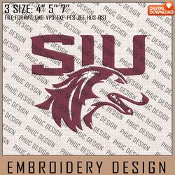 NCAA Southern Illinois Salukis Embroidery File, 3 Sizes, 6 Formats, NCAA Machine Embroidery Design, NCAA Logo