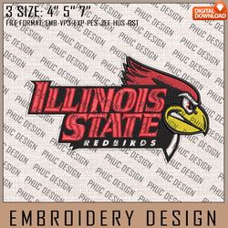 NCAA Illinois State Redbirds Machine Embroidery Design, NCAA Logo, Embroidery File, 3 size, Instand Download, NCAA Teams