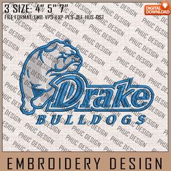 NCAA Drake Bulldogs Logo Embroidery Design, Machine Embroidery Files in 3 Sizes for Sport Lovers, NCAA Logo, NCAA Teams