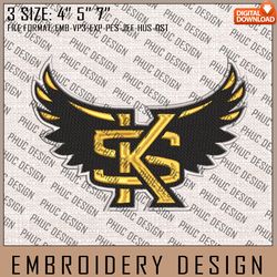 NCAA Kennesaw State Owls Logo Embroidery Design, Machine Embroidery Files in 3 Sizes for Sport Lovers, NCAA Teams