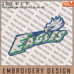 NCAA Florida Gulf Coast Eagles Logo Embroidery Design, Machine Embroidery Files in 3 Sizes for Sport Lovers, NCAA Teams