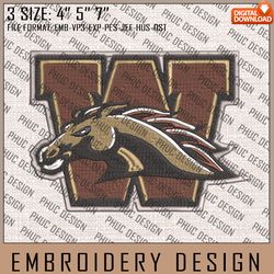 NCAA Western Michigan Broncos Machine Embroidery Design, NCAA Logo, Embroidery File, 3 size, Instand Download