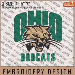 NCAA Ohio Bobcats Logo Embroidery Design, Machine Embroidery Files in 3 Sizes for Sport Lovers, NCAA Logo, NCAA Teams