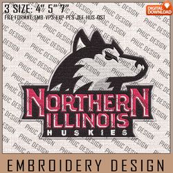NCAA Northern Illinois Huskies Logo Embroidery Design, Machine Embroidery Files in 3 Sizes for Sport Lovers, NCAA Teams