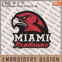 NCAA Miami Redhawks Embroidery File, 3 Sizes, 6 Formats, NCAA Machine Embroidery Design, NCAA Logo, NCAA Teams