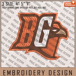 NCAA Bowling Green Falcons Embroidery File, 3 Sizes, 6 Formats, NCAA Machine Embroidery Design, NCAA Logo, NCAA Teams
