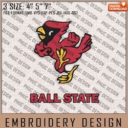 NCAA Ball State Cardinals Embroidery File, 3 Sizes, 6 Formats, NCAA Machine Embroidery Design, NCAA Logo, NCAA Teams