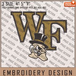 NCAA Wake Forest Demon Deacons Logo Embroidery Design, Machine Embroidery Files in 3 Sizes for Sport Lovers, NCAA Teams