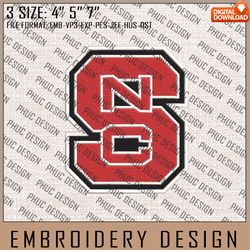 NCAA NC State Wolfpack Machine Embroidery Design, NCAA Logo, Embroidery File, 3 size, Instand Download, NCAA Teams