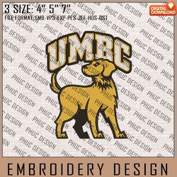 NCAA UMBC Retrievers Logo Embroidery Design, Machine Embroidery Files in 3 Sizes for Sport Lovers, NCAA UMBC Retrievers