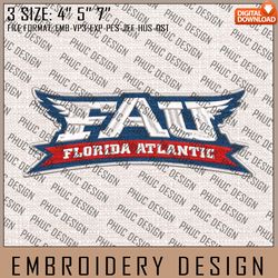 NCAA Florida Atlantic Owls Machine Embroidery Design, NCAA Logo, Embroidery File, 3 size, Instand Download, NCAA Teams