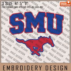 NCAA SMU Mustangs Machine Embroidery Design, NCAA Logo, Embroidery File, 3 size, Instand Download, NCAA Teams