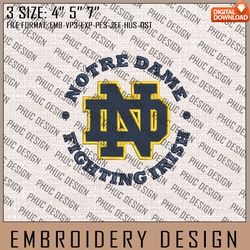 ncaa notre dame fighting irish machine embroidery design, embroidery file, 3 size, instand download, ncaa logo