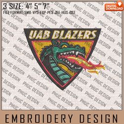 NCAA UAB Blazers Machine Embroidery Design, Embroidery File, 3 size, Instand Download, NCAA Logo, NCAA Teams
