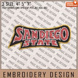 NCAA San Diego State Aztecs Logo Embroidery Design, Machine Embroidery Files in 3 Sizes for Sport Lovers, NCAA Teams