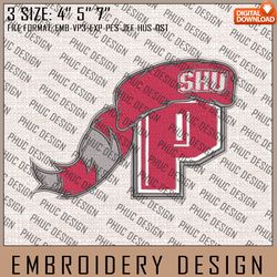 NCAA Sacred Heart Pioneers Logo Embroidery Design, Machine Embroidery Files in 3 Sizes for Sport Lovers, NCAA Teams
