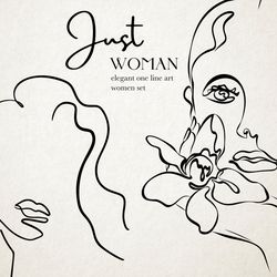 just woman one line clipart set