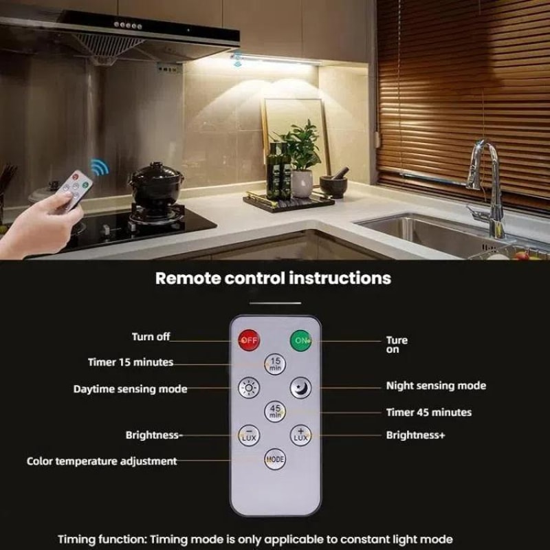 Rechargeable Motion Sensor LED Cabinet Wardrobe Lamp With Remote Control 5