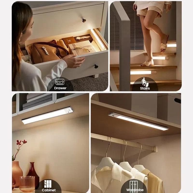 Rechargeable Motion Sensor LED Cabinet Wardrobe Lamp With Remote Control 7