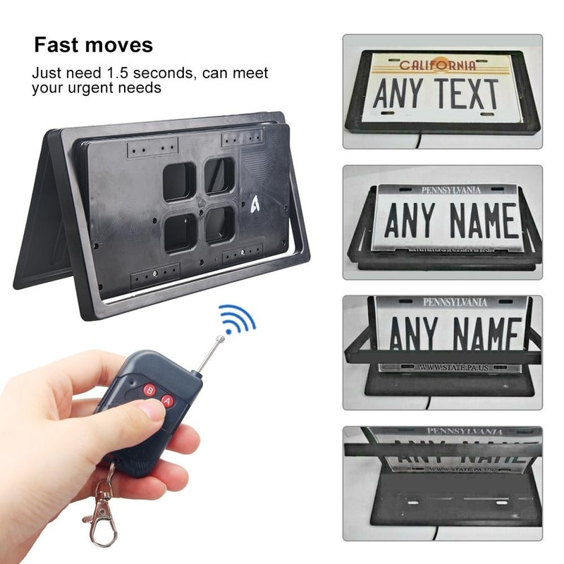 Premium US Car Retractable License Plate Holder With Hidden Shutter Cover 5