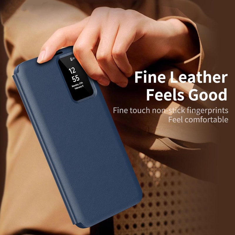 Premium Smart View Window Leather Case With Card Slot Protective Wallet Cover For Samsung Galaxy Ph 2