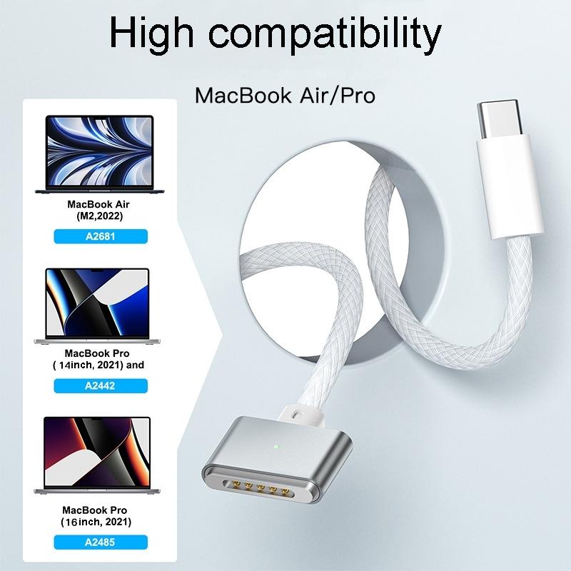 Magnetic Type C To Magsafe Braided Cable For MacBook Air Pro Fast Charging 3