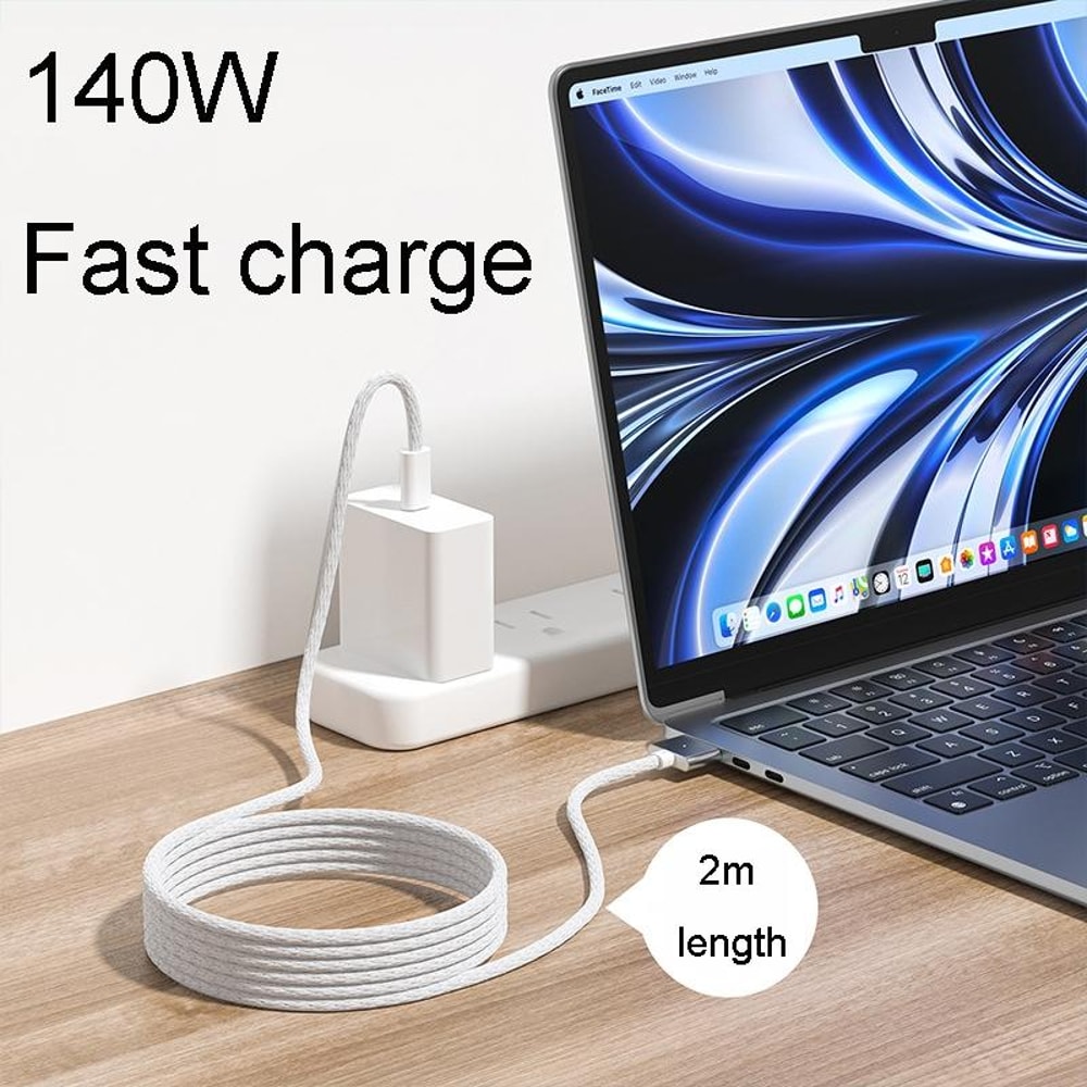 Magnetic Type C To Magsafe Braided Cable For MacBook Air Pro Fast Charging 5
