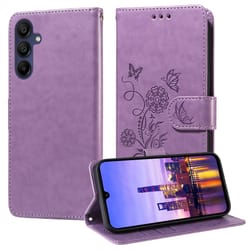 premium butterfly floral wallet case for samsung galaxy, leather protective stand cover