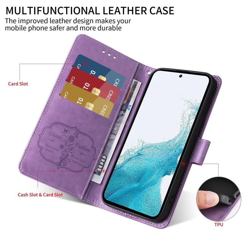 Premium Butterfly Floral Wallet Case For Samsung Galaxy Leather Protective Stand Cover 3