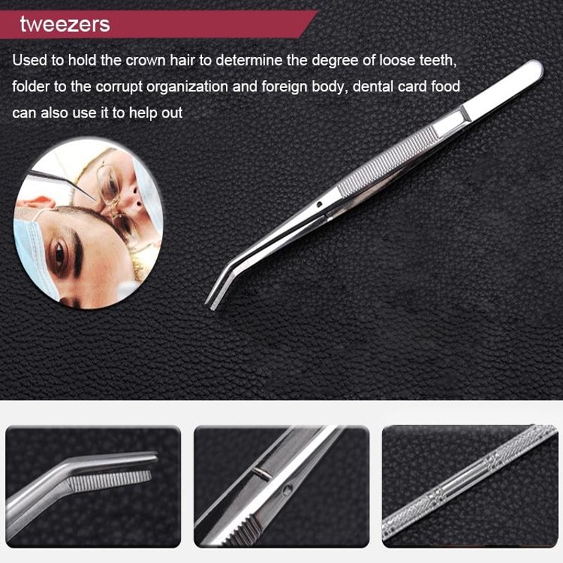 Premium 4 in 1 Dental Tool Set with Mirror, Probe, Hoe & Tweezers, Stainless Steel Oral Care Instruments