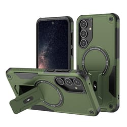 samsung galaxy a16 army green hybrid armor phone case with built in kickstand