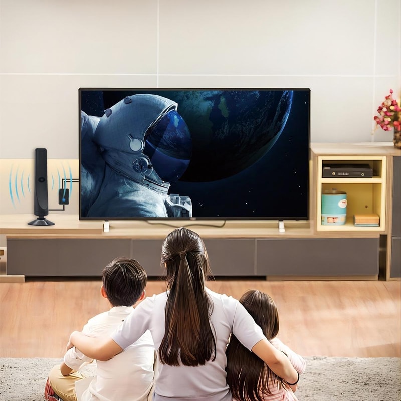 Indoor TV Antenna With Amplifier Signal Booster 50 Mile Range Digital Reception 1