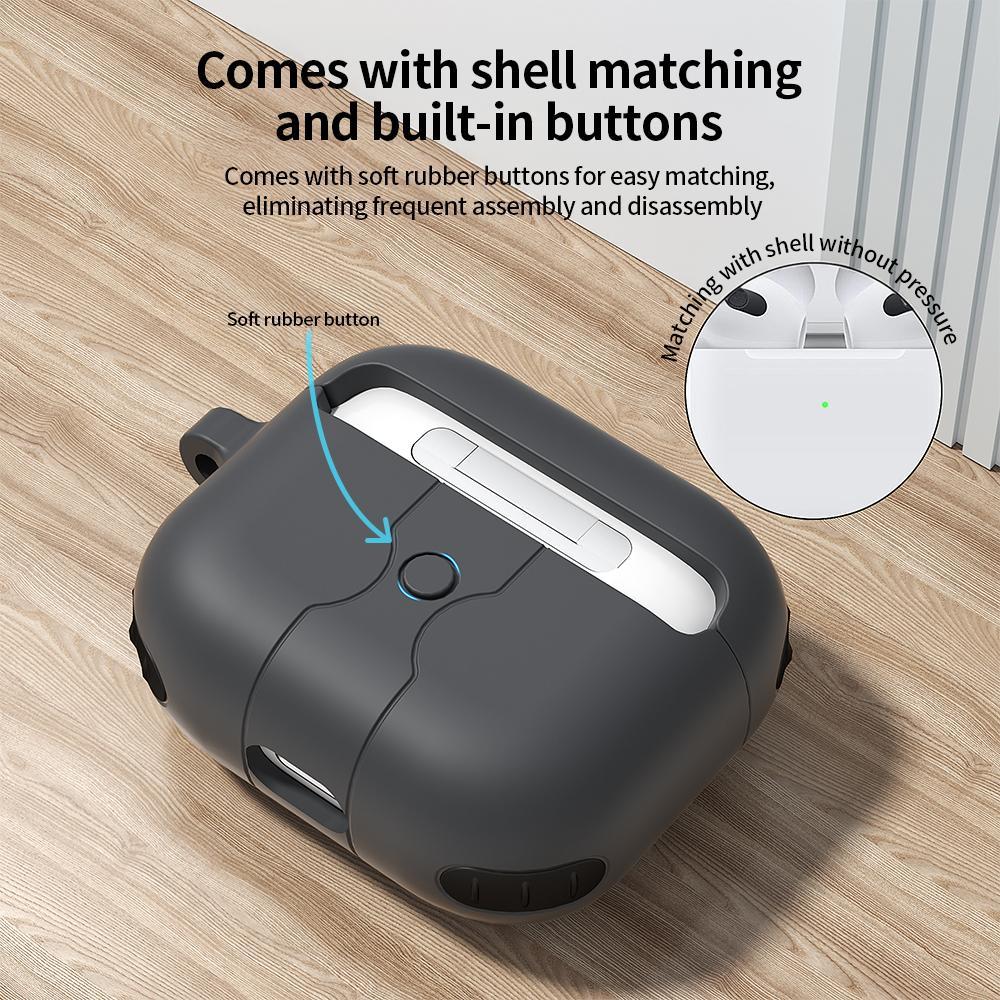 Game Console Style Wireless Earbuds Case Silicone Cover With Carabiner Clip 5