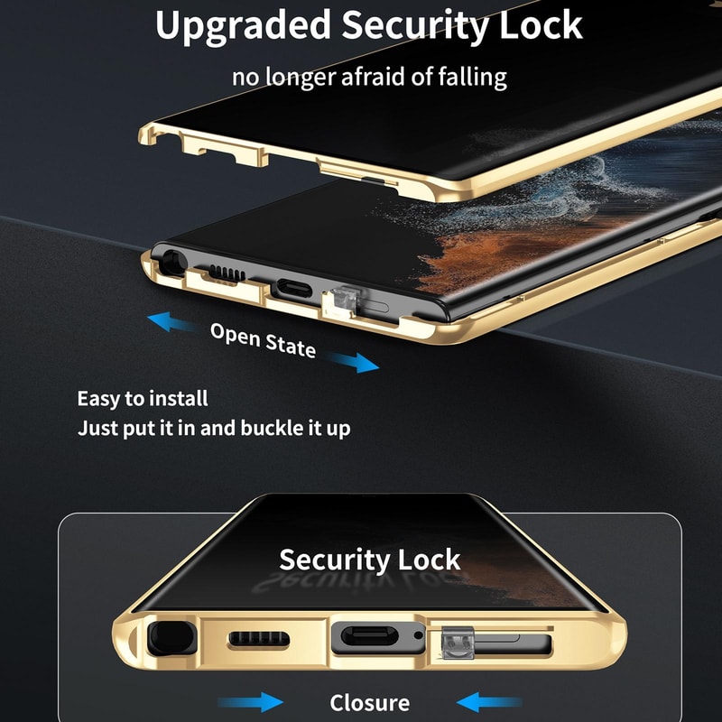 Samsung Galaxy S25 Ultra Magnetic Privacy Glass Case Shockproof Metal Frame Cover 2