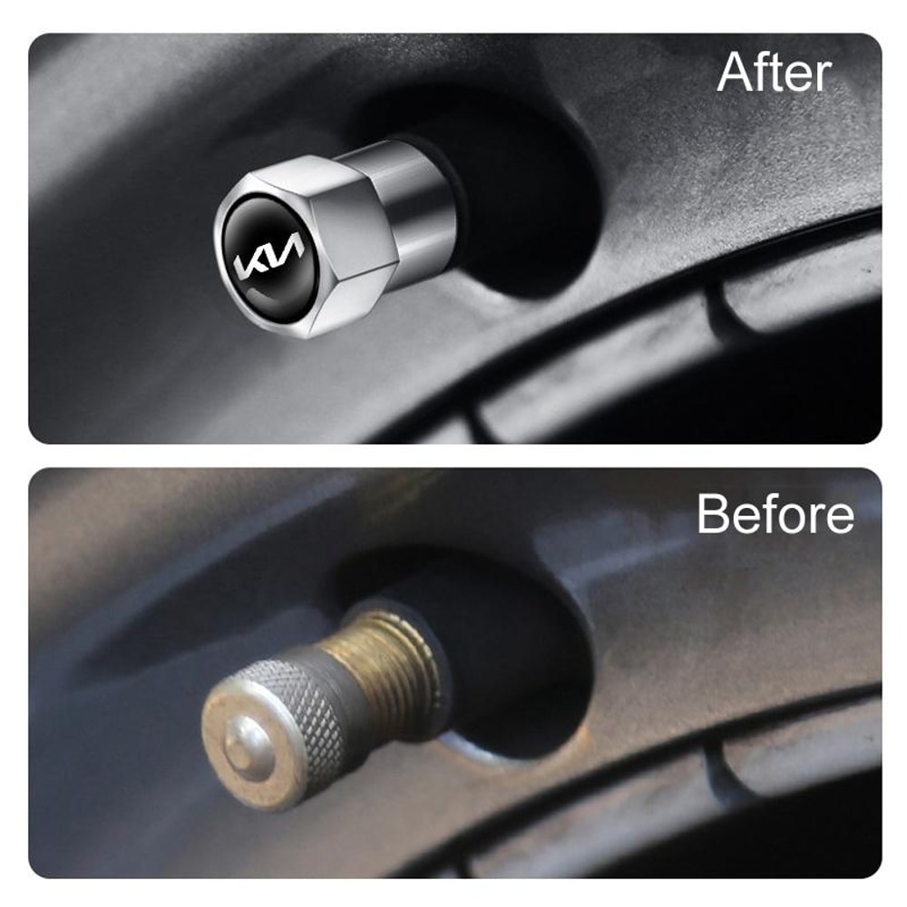 KIA KN Tire Valve Caps Dustproof Metal Valve Stem Caps LeakProof 7