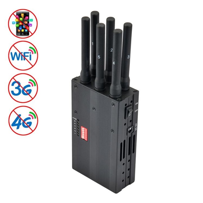 Portable Multi Band Cell Phone Signal Jammer With WiFi 4G Blocking 20m Range 0