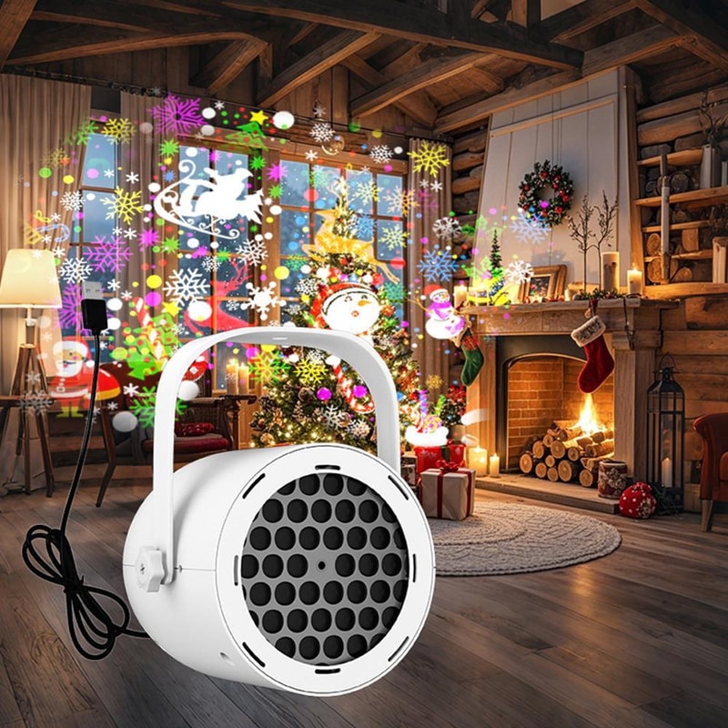 Christmas Projection Lamp With Rotating Patterns Portable Holiday Projection Light 0